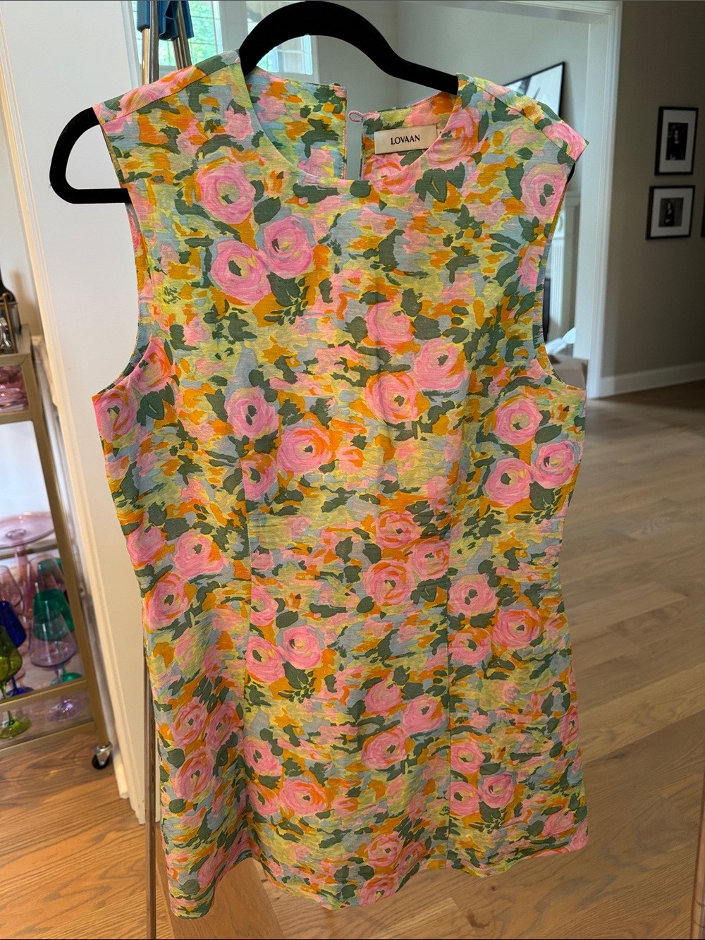 Floral Sheath Dress in Pink & Green